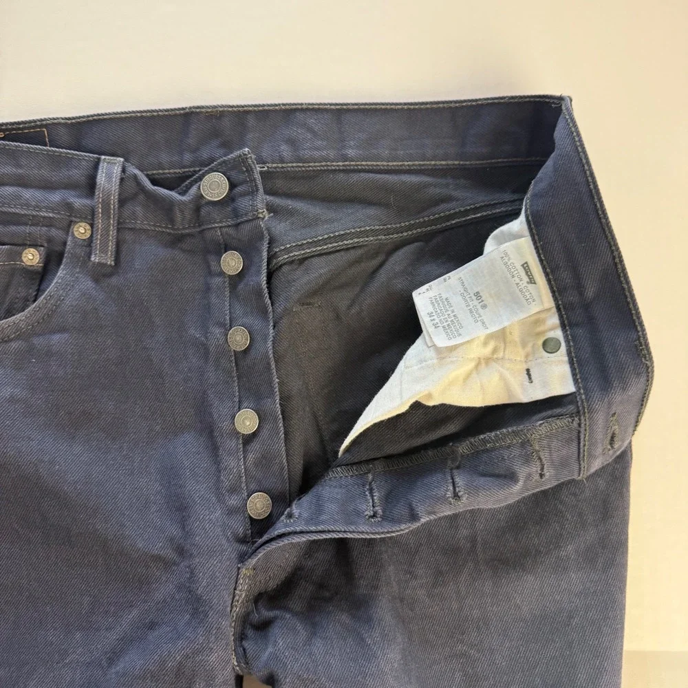 Levis‎ 501 Original Fit Jeans Mens 34x34 Navy Blue Dark Wash Button Fly Straight